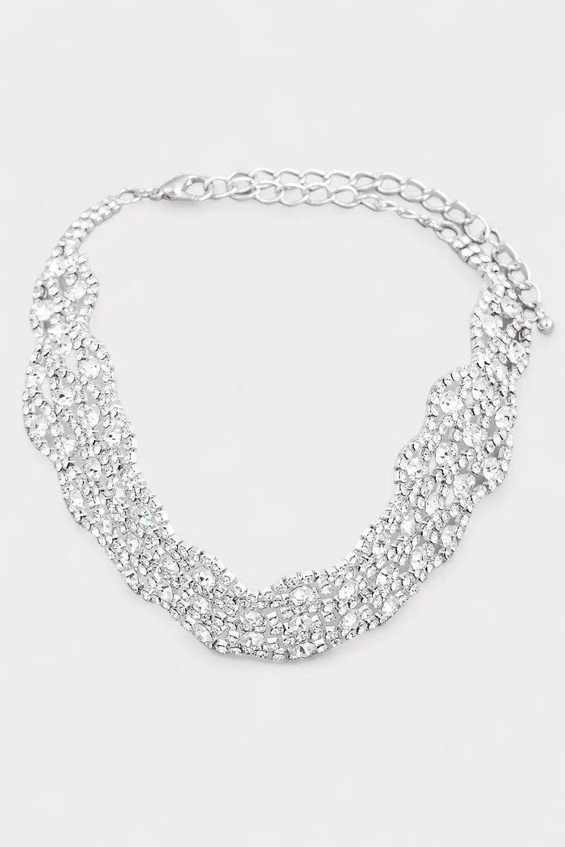 Vintage Rhinestone Chain Choker Necklace