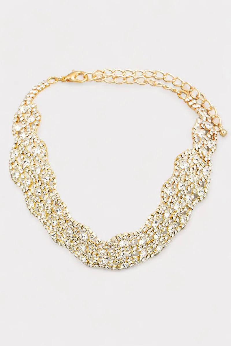 Vintage Rhinestone Chain Choker Necklace