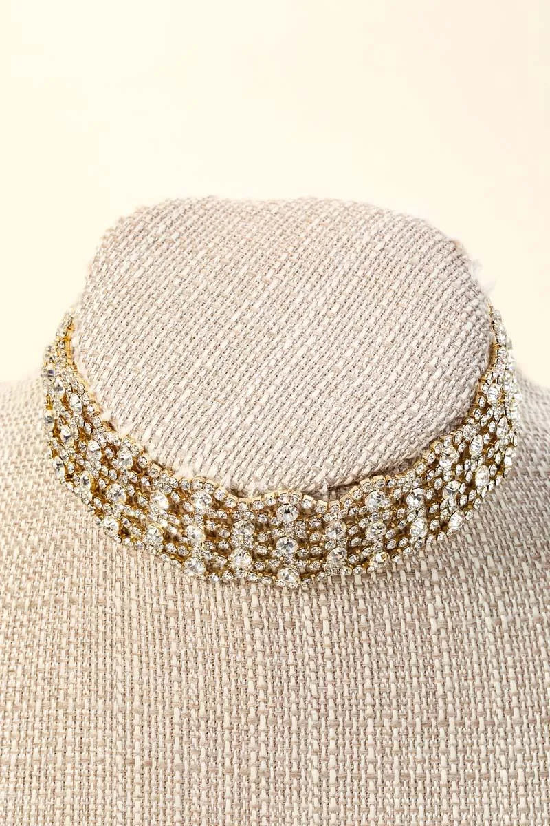 Vintage Rhinestone Chain Choker Necklace